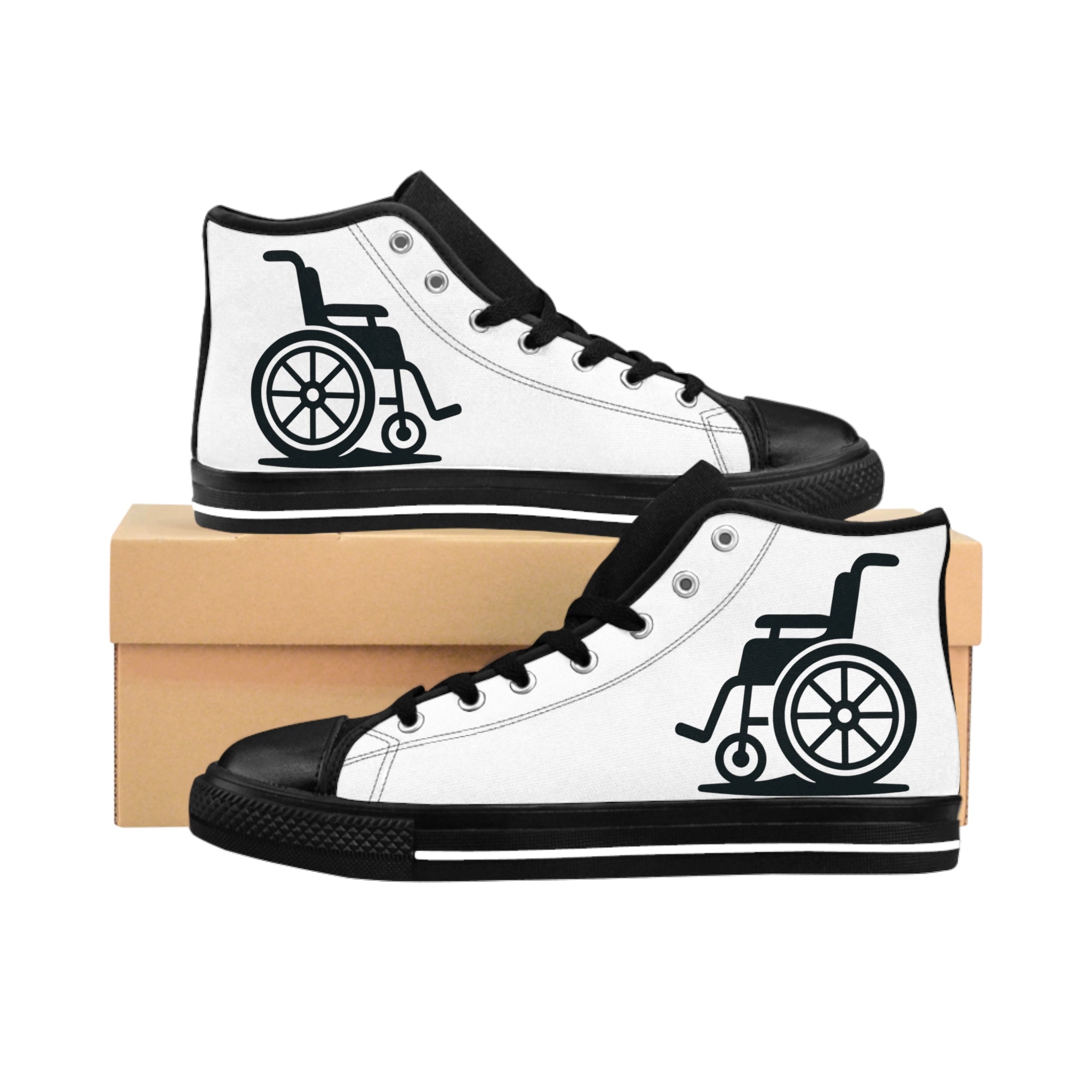 Wheelchair Symbol High-Top Sneakers — Accessible Awareness Shoes
