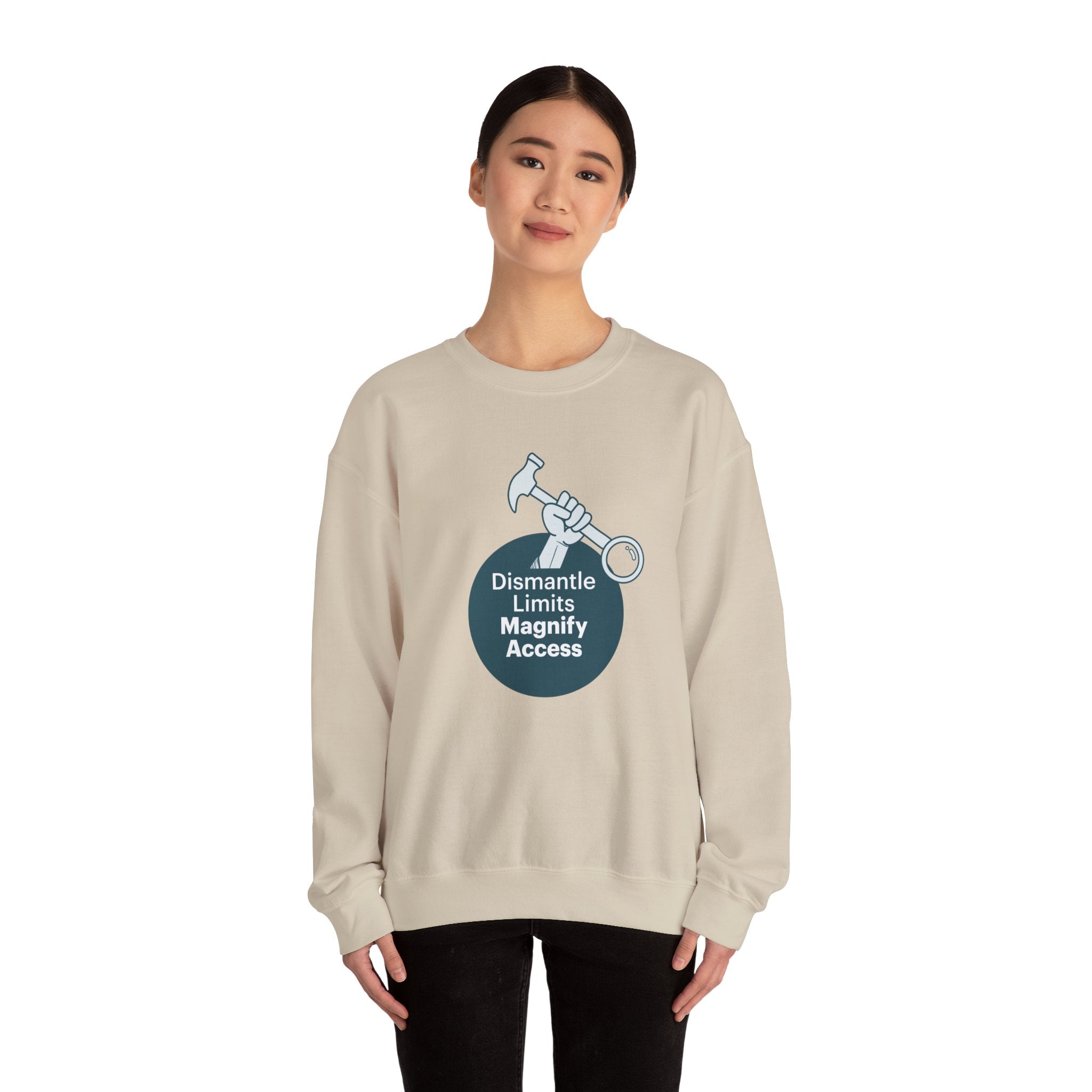 Crewneck Sweatshirt — "Dismantle Limits, Magnify Access" Accessibility Advocate Design