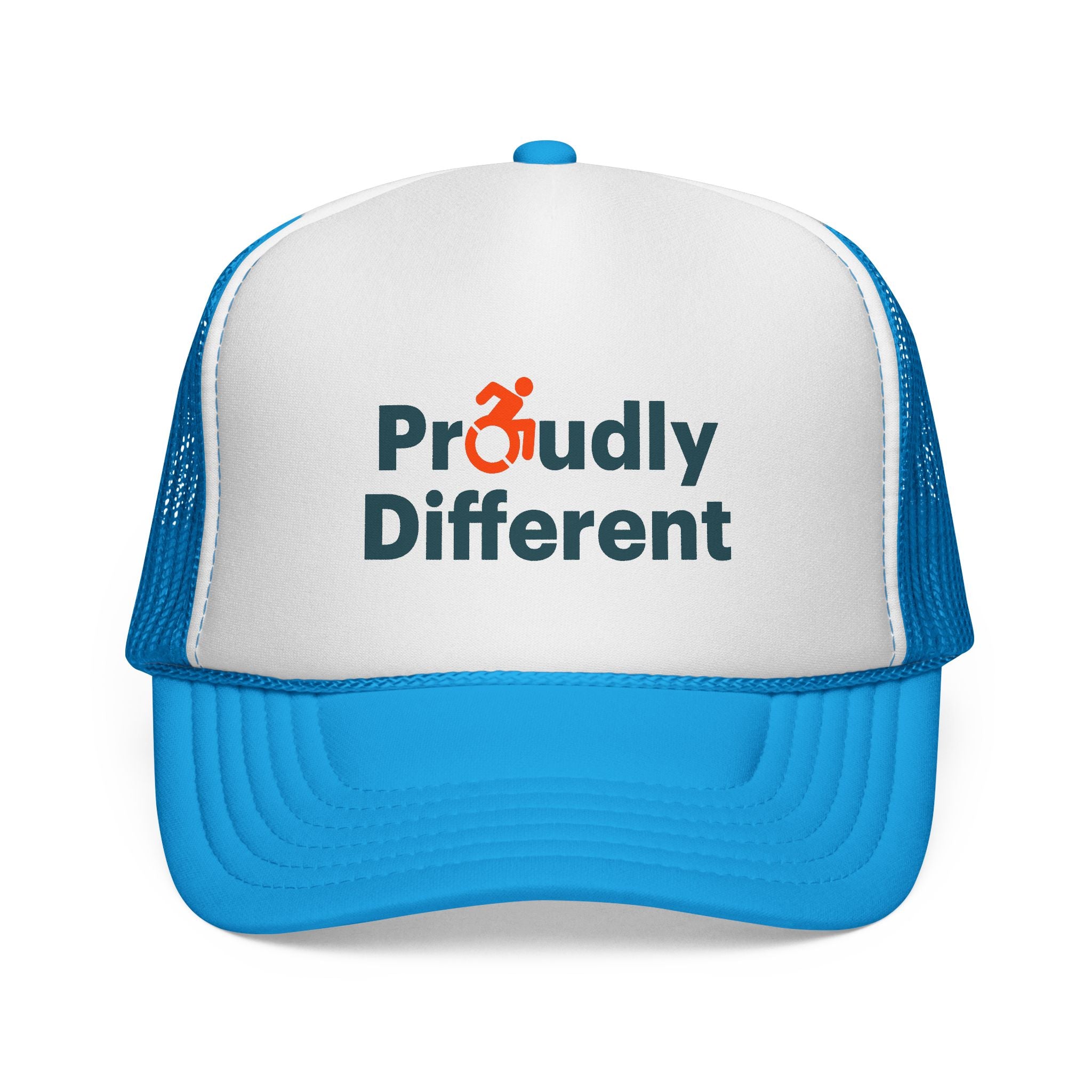 Proudly Different Trucker Cap — Embroidered Adaptive Symbol Mesh Hat