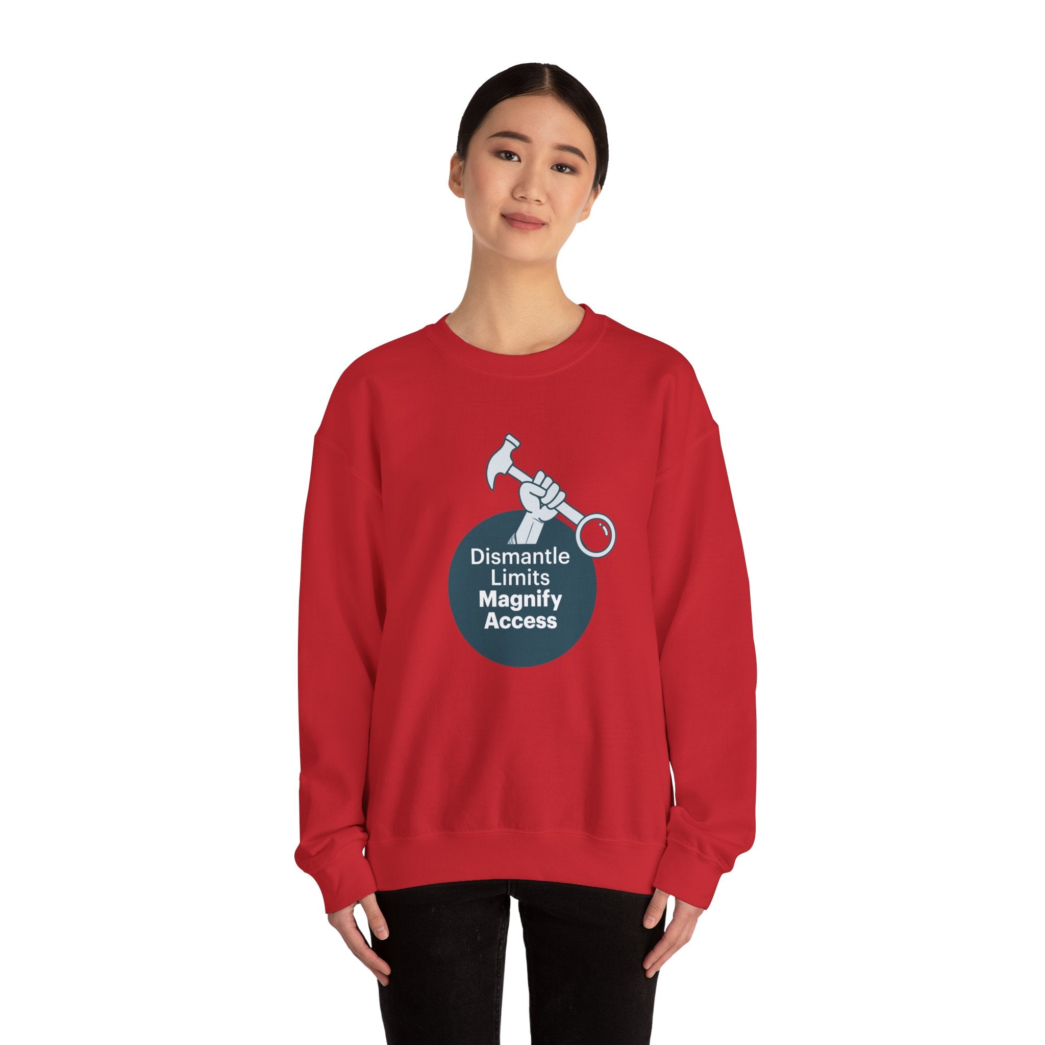 Crewneck Sweatshirt — "Dismantle Limits, Magnify Access" Accessibility Advocate Design