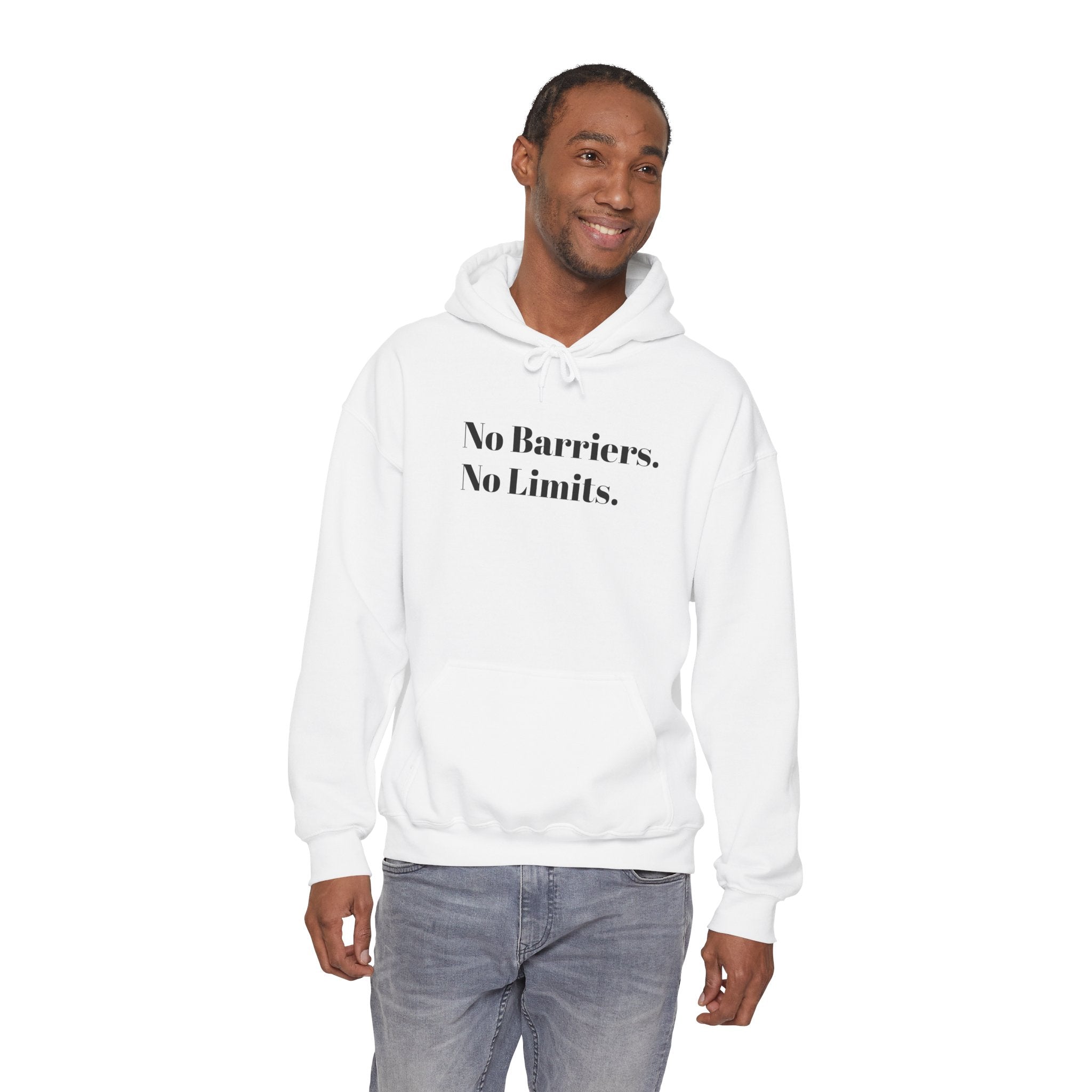 No Barriers. No Limits. Hoodie - Motivational Minimalist White Pullover
