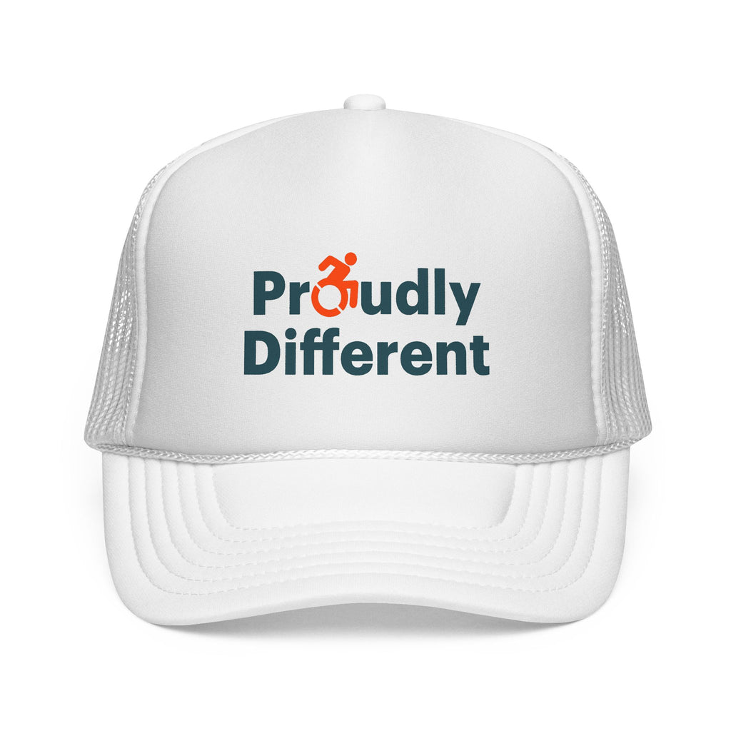 Proudly Different Trucker Cap — Embroidered Adaptive Symbol Mesh Hat