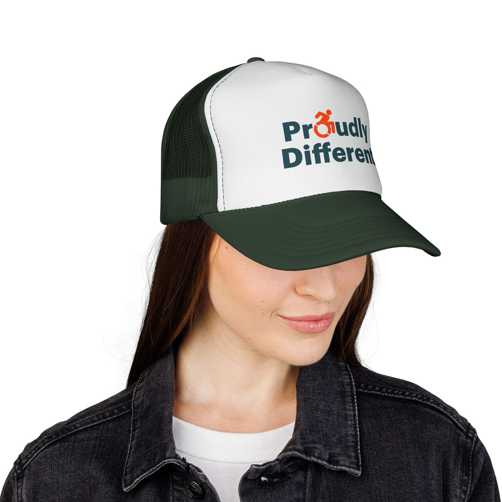Proudly Different Trucker Cap — Embroidered Adaptive Symbol Mesh Hat