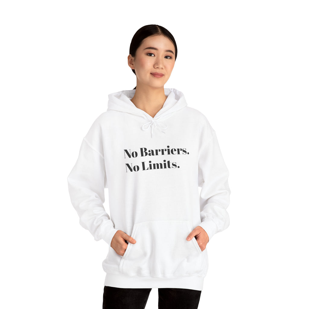 No Barriers. No Limits. Hoodie - Motivational Minimalist White Pullover