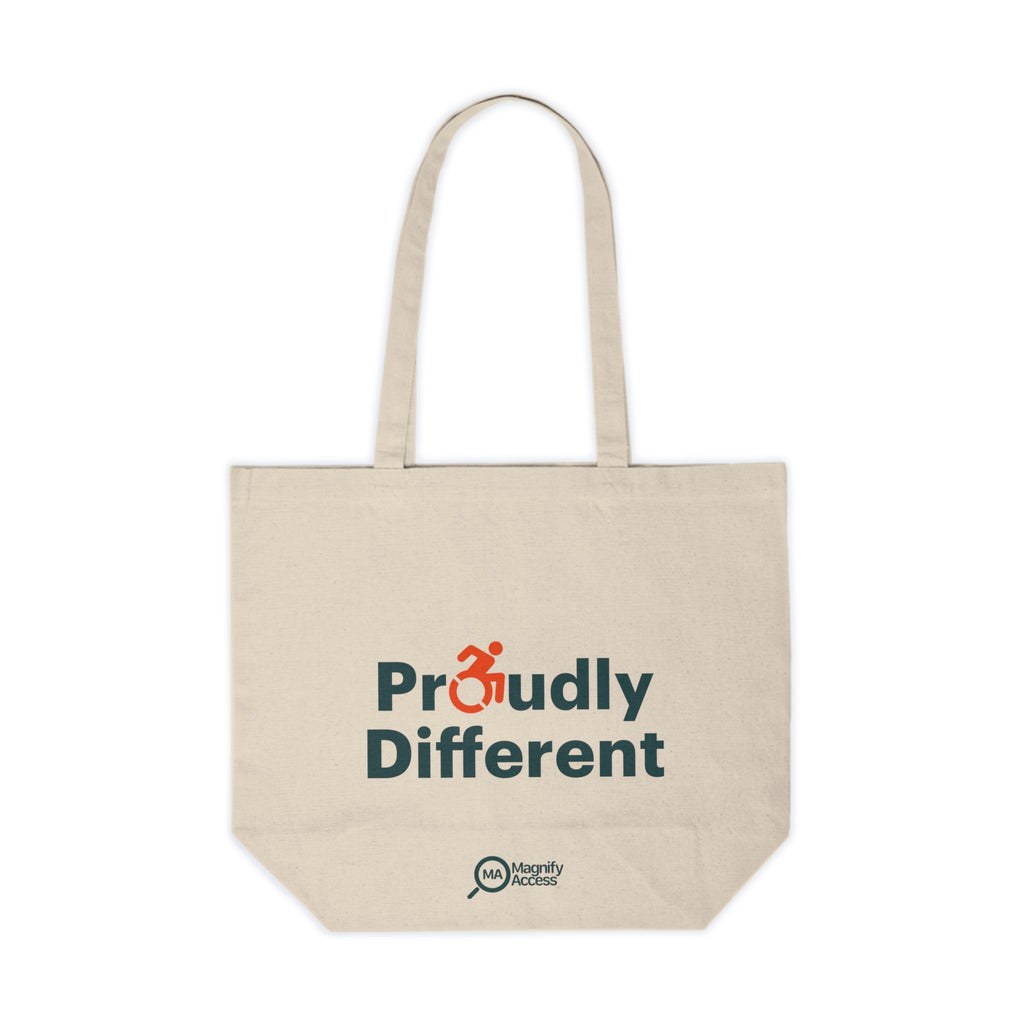 Proudly Different Canvas Tote Bag — Inclusive Disability Pride Reusable Shopping Tote