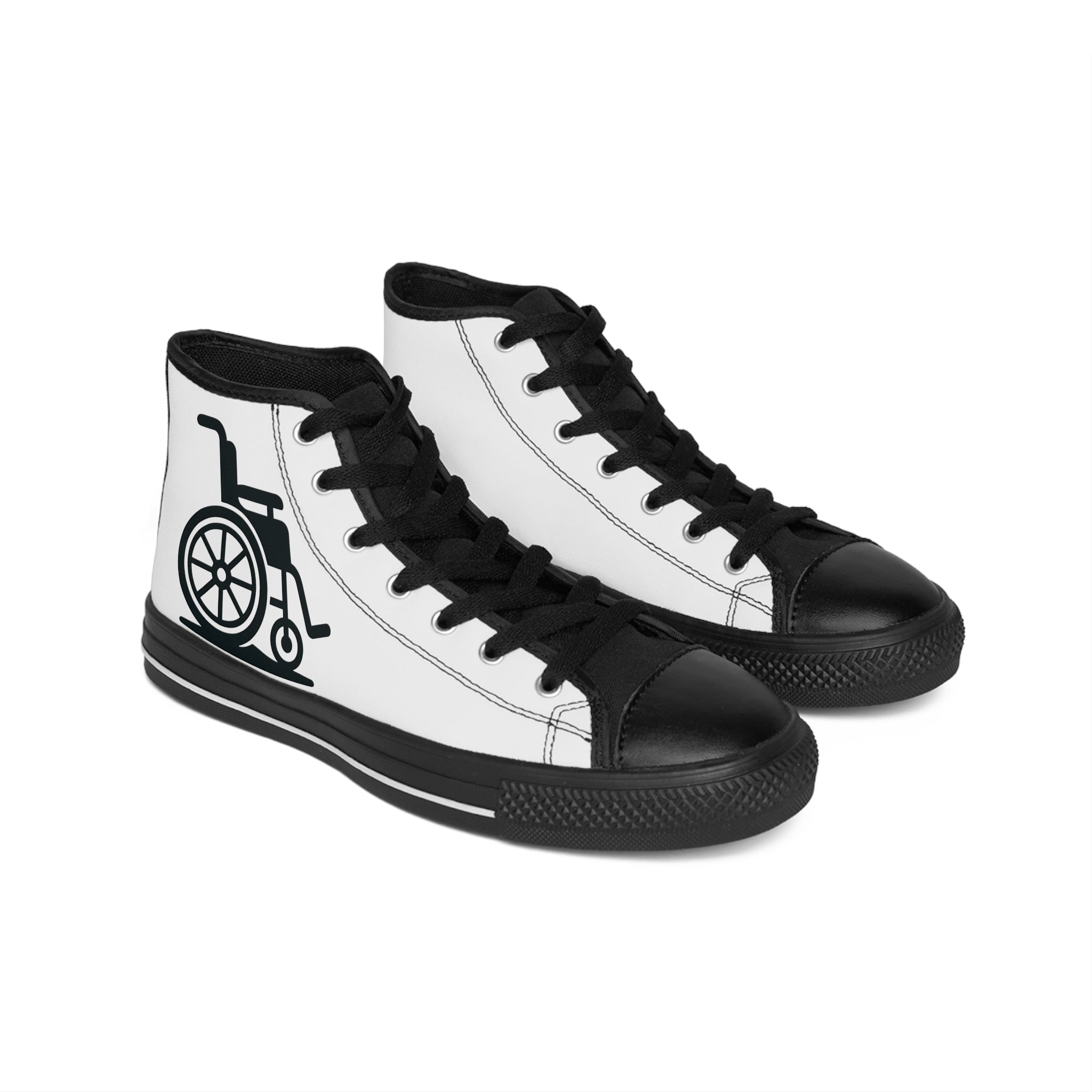 Wheelchair Symbol High-Top Sneakers — Accessible Awareness Shoes