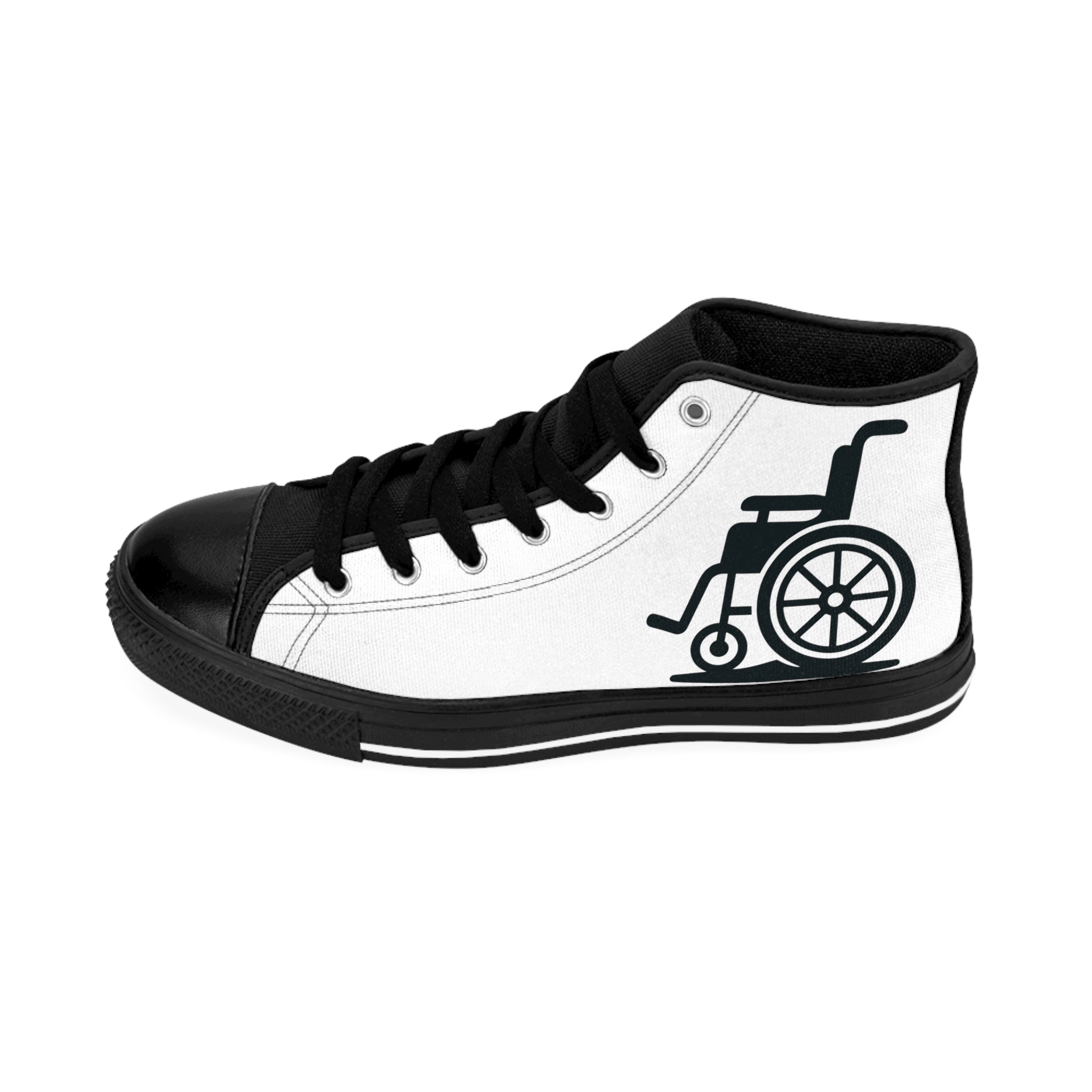 Wheelchair Symbol High-Top Sneakers — Accessible Awareness Shoes