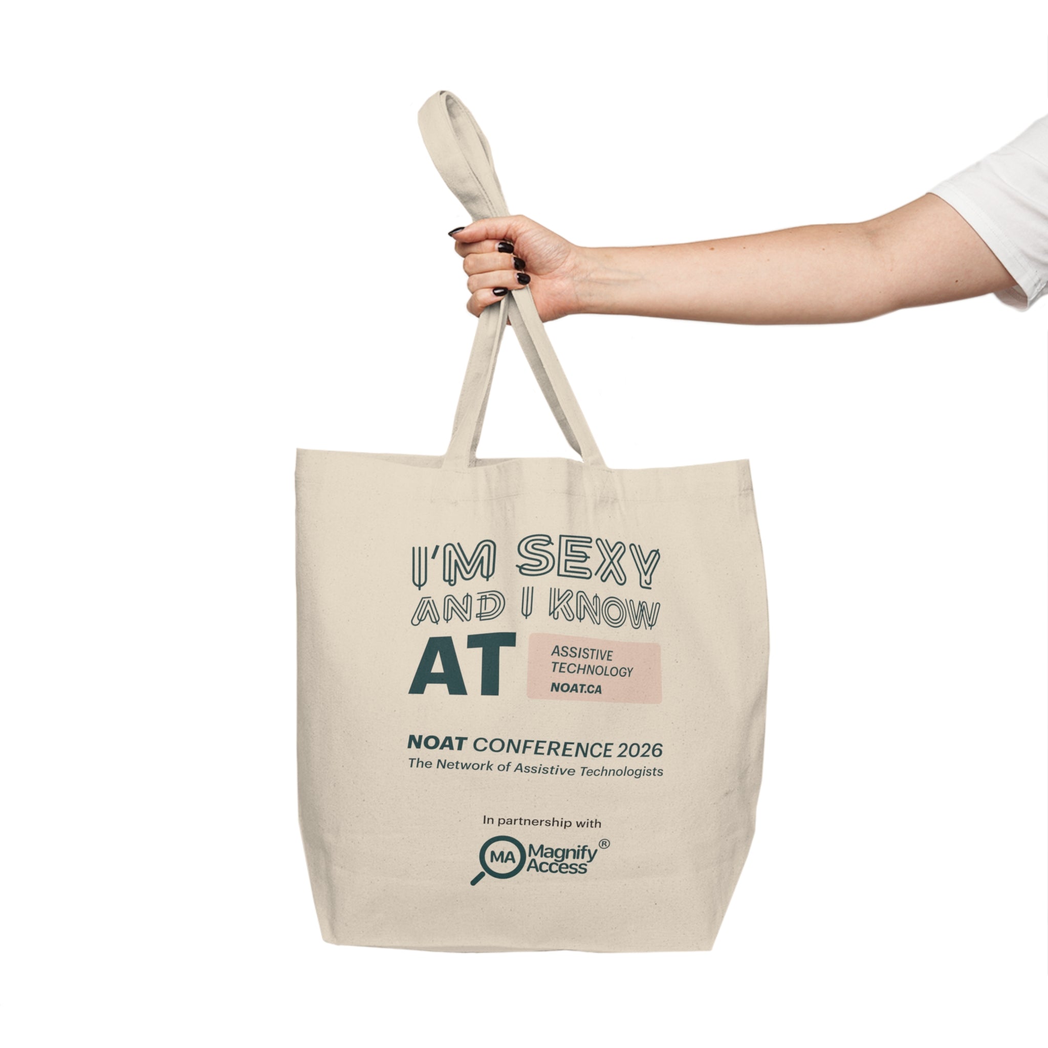 NOAT Conference '26 Assistive Technology Conference Tote Bag — “I'm Sexy and I Know AT”