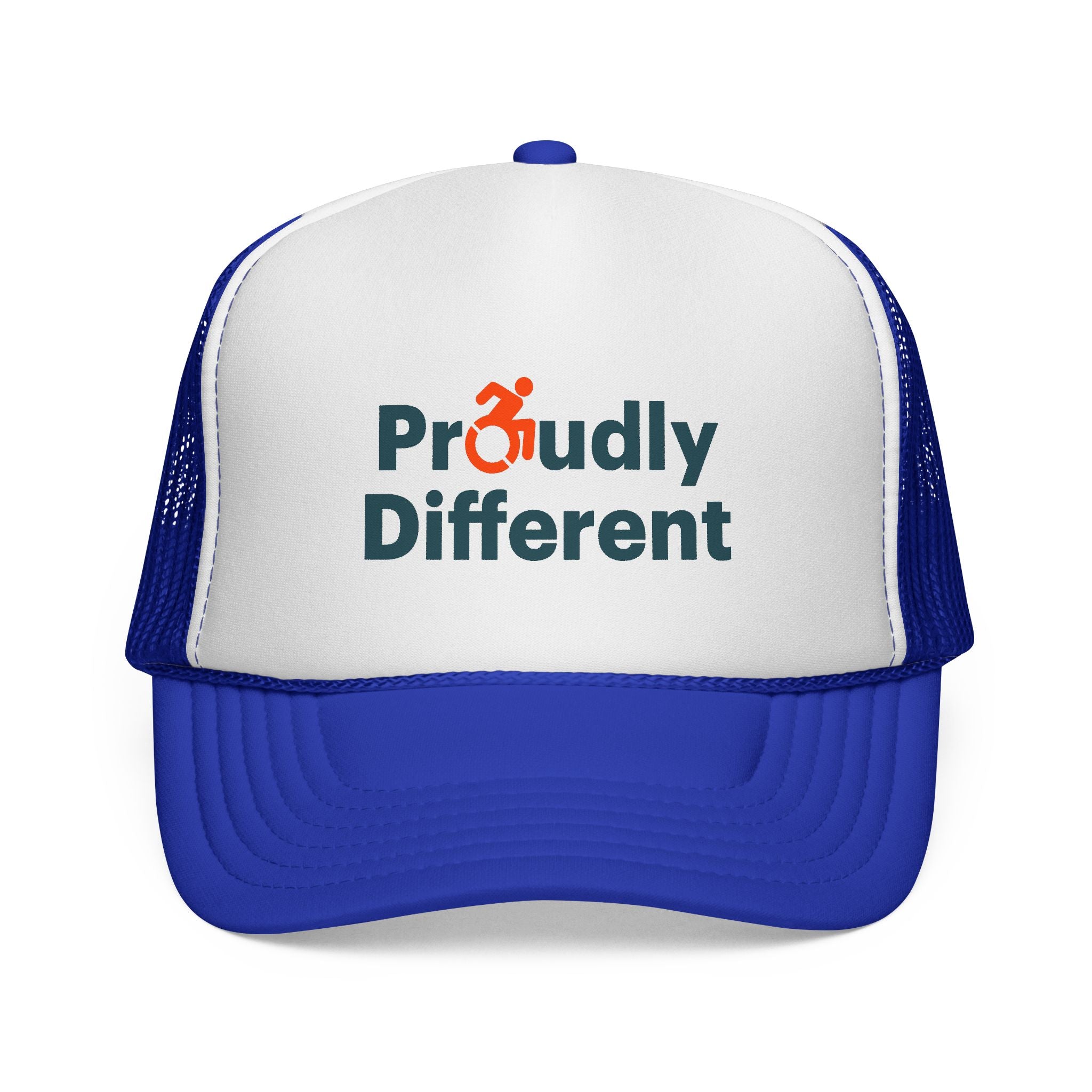 Proudly Different Trucker Cap — Embroidered Adaptive Symbol Mesh Hat