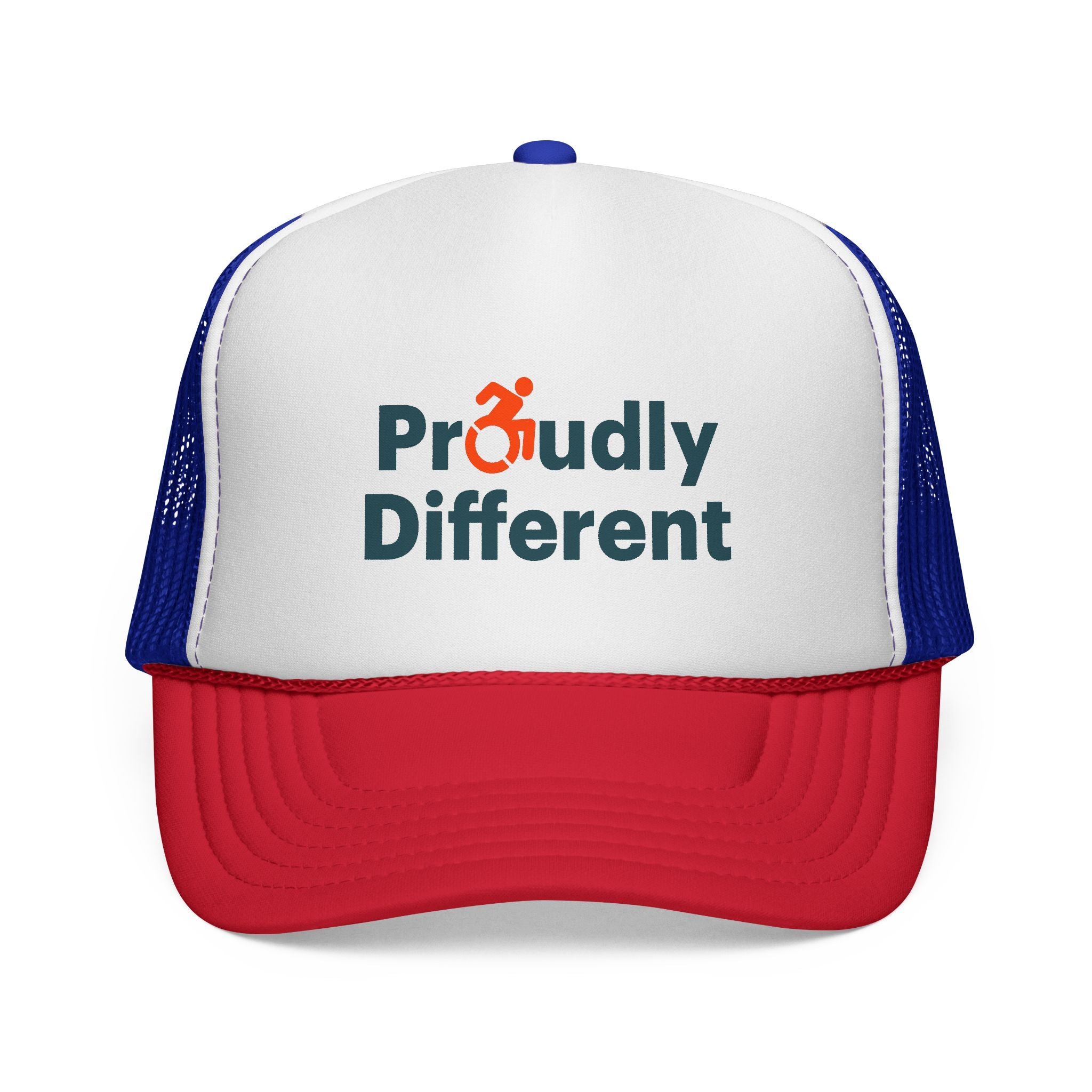 Proudly Different Trucker Cap — Embroidered Adaptive Symbol Mesh Hat