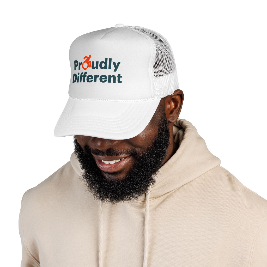 Proudly Different Trucker Cap — Embroidered Adaptive Symbol Mesh Hat
