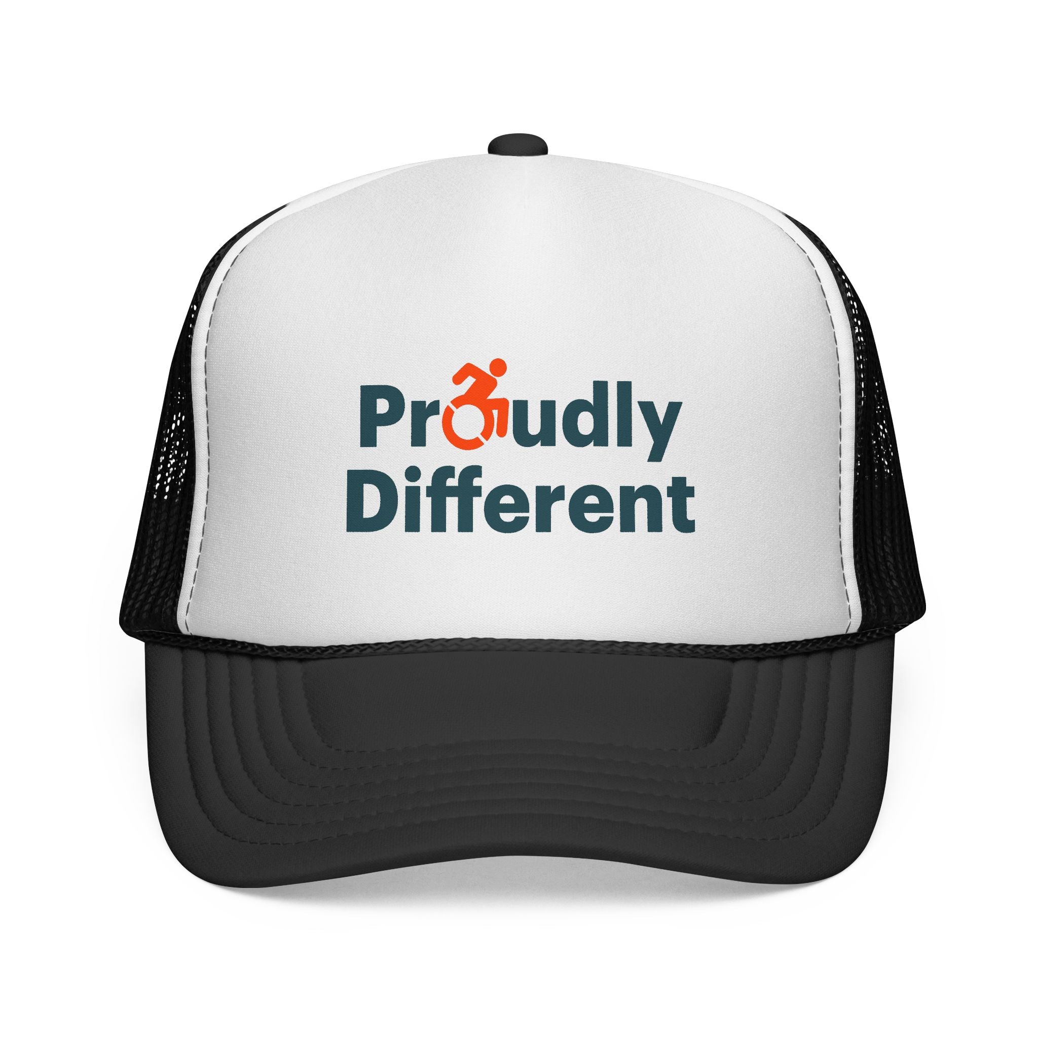 Proudly Different Trucker Cap — Embroidered Adaptive Symbol Mesh Hat