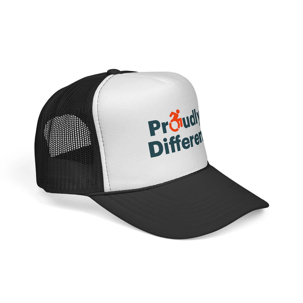 Proudly Different Trucker Cap — Embroidered Adaptive Symbol Mesh Hat