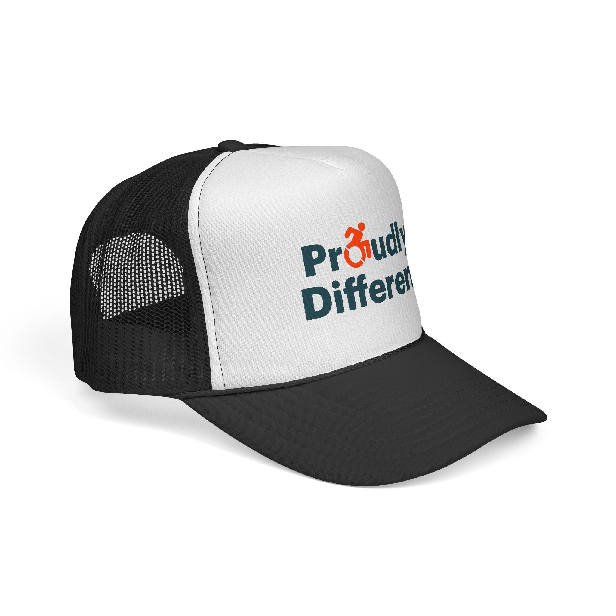 Proudly Different Trucker Cap — Embroidered Adaptive Symbol Mesh Hat