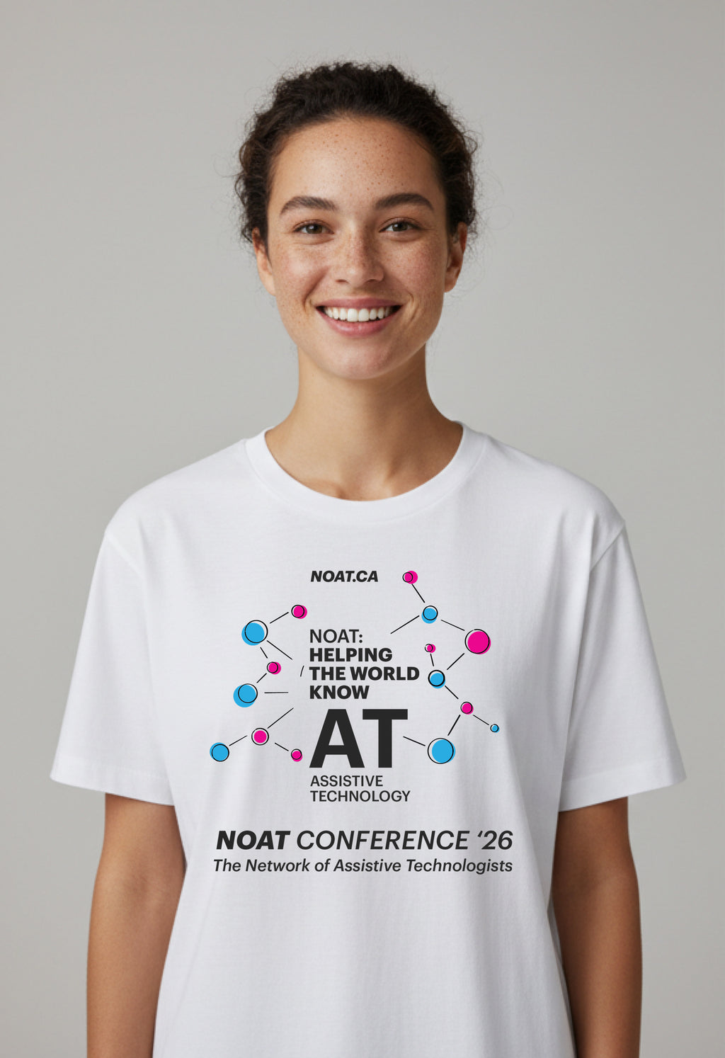 NOAT Conference '26 Assistive Technology T-Shirt — "Helping the World Know AT"