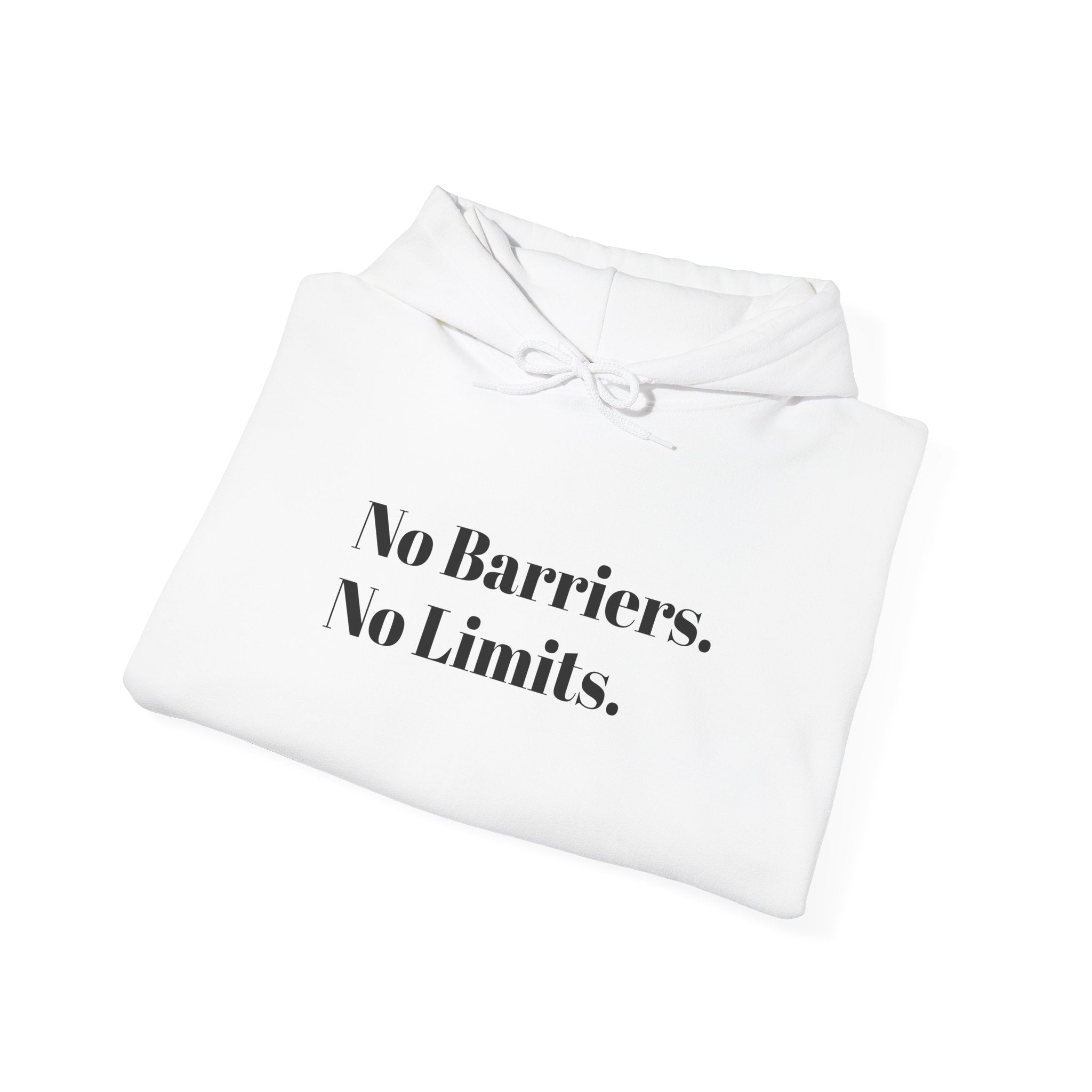 No Barriers. No Limits. Hoodie - Motivational Minimalist White Pullover