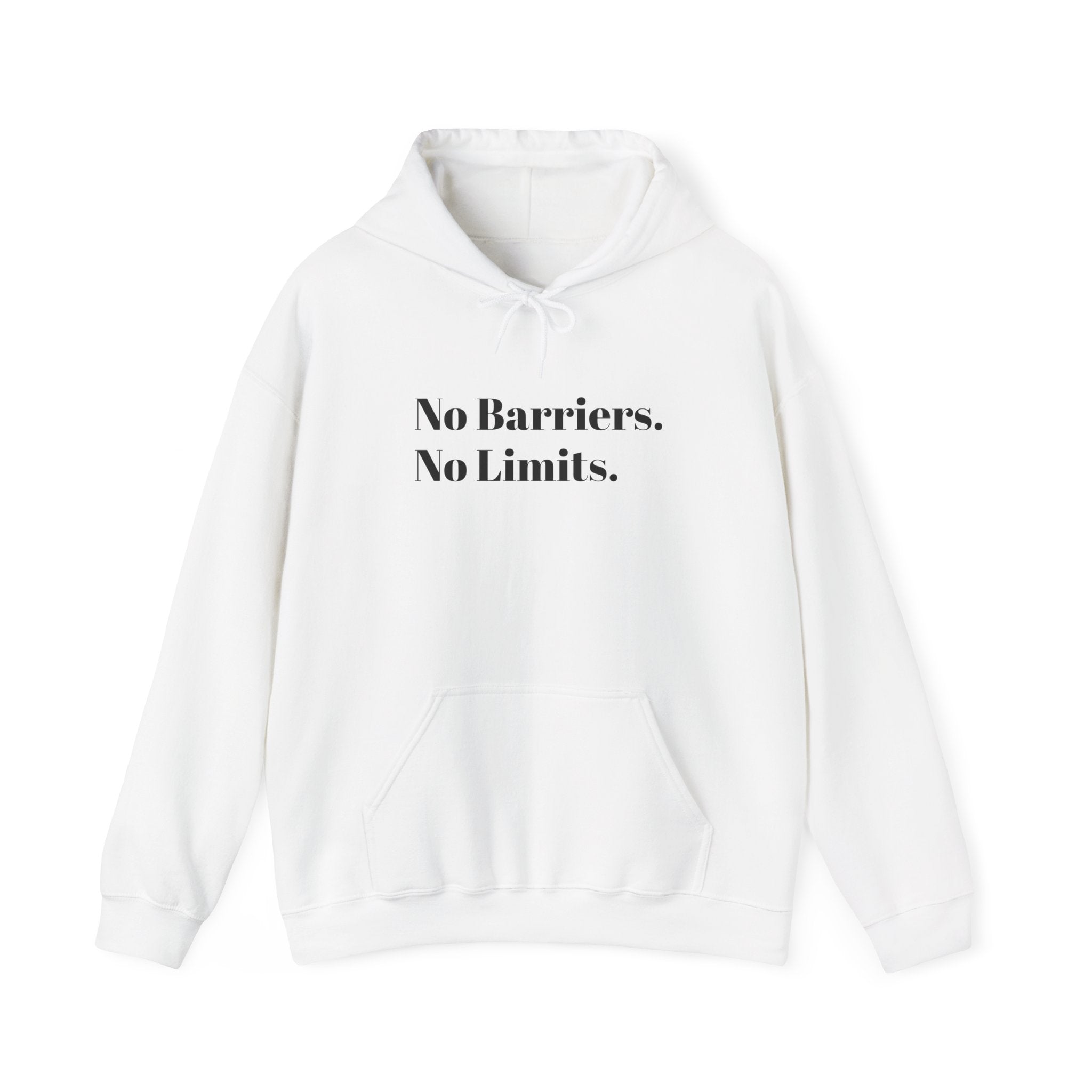 No Barriers. No Limits. Hoodie - Motivational Minimalist White Pullover