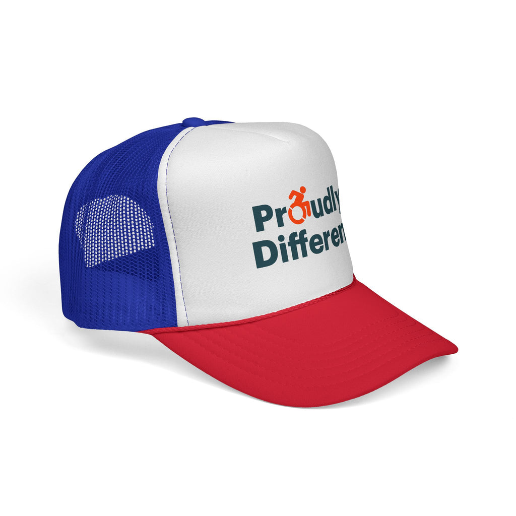 Proudly Different Trucker Cap — Embroidered Adaptive Symbol Mesh Hat
