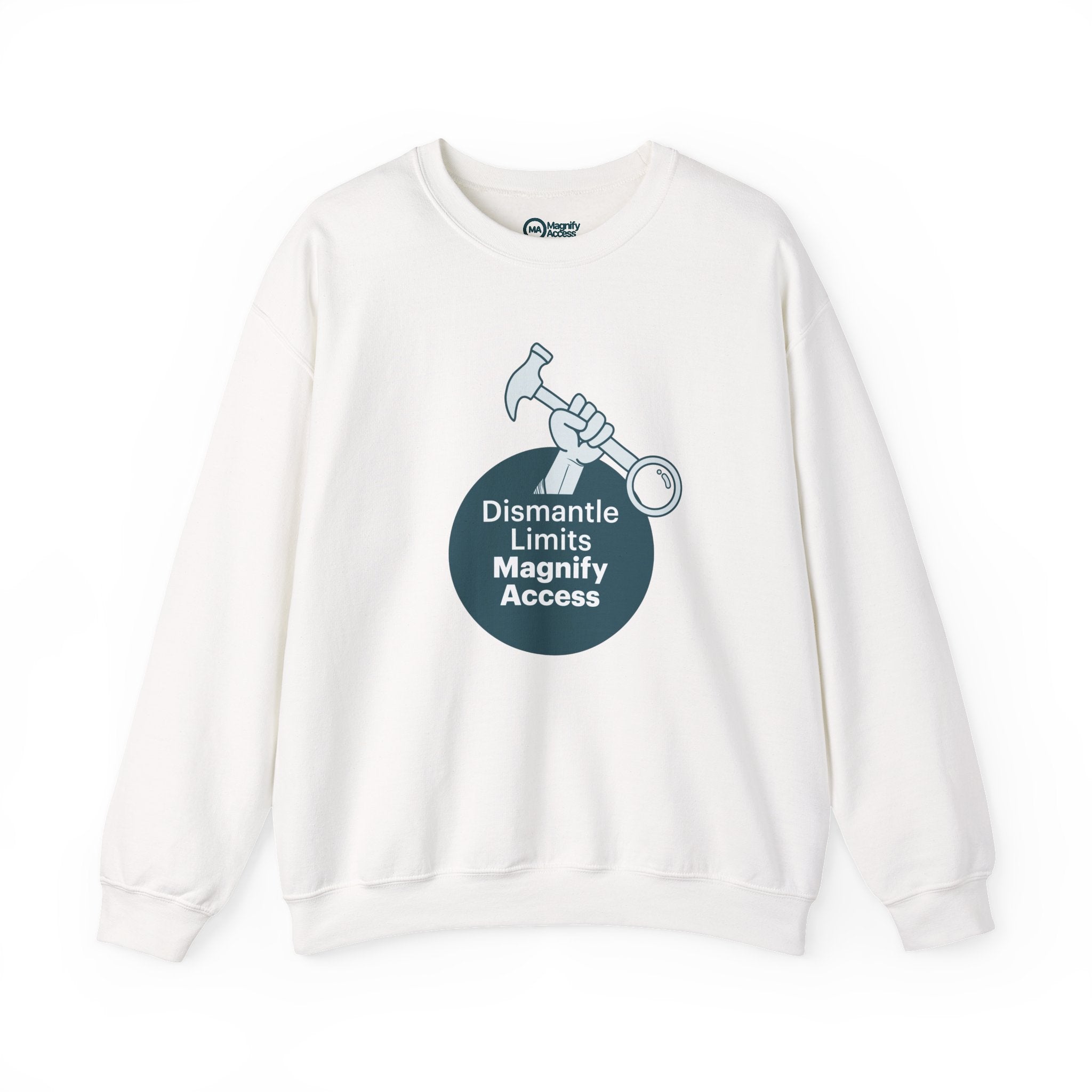 Crewneck Sweatshirt — "Dismantle Limits, Magnify Access" Accessibility Advocate Design