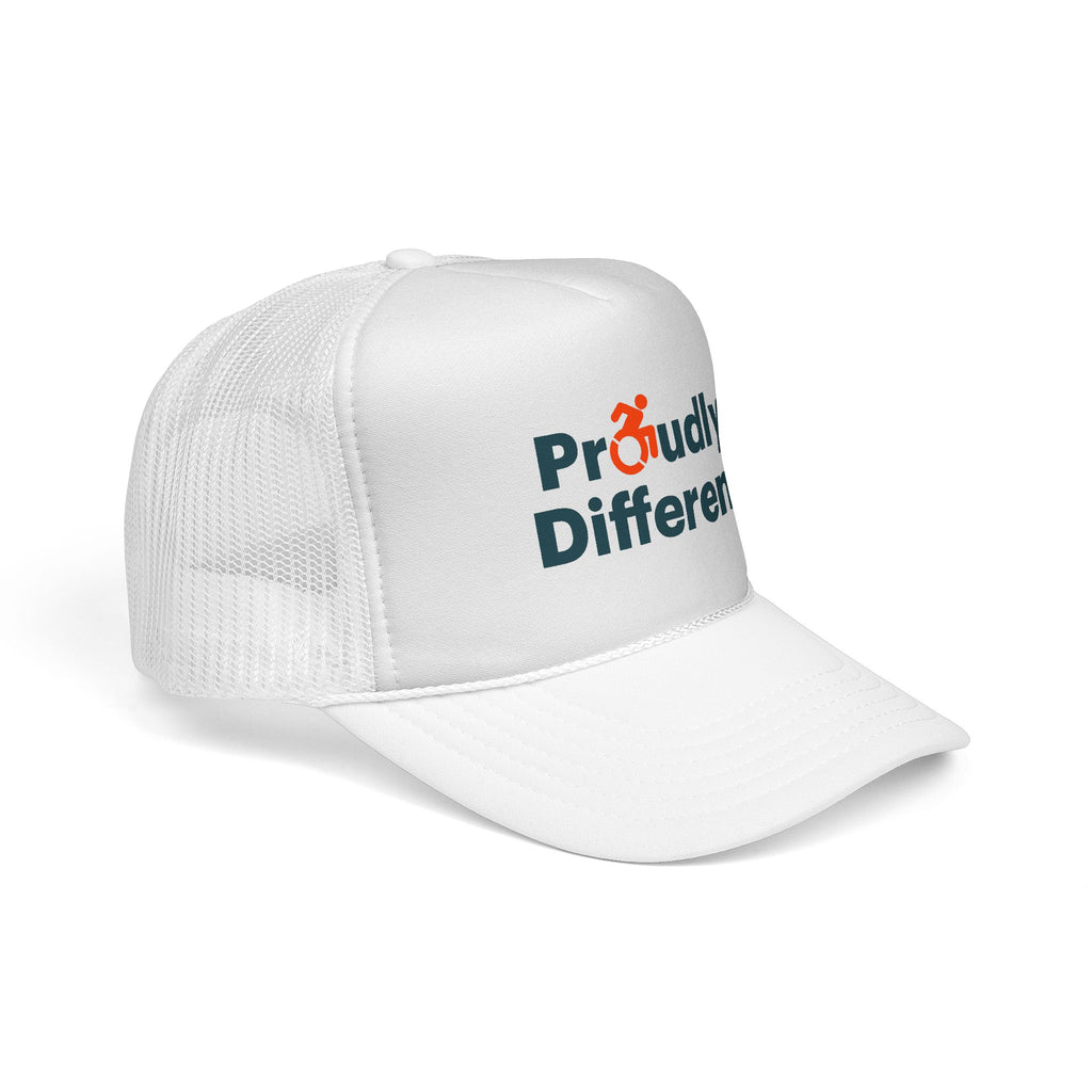 Proudly Different Trucker Cap — Embroidered Adaptive Symbol Mesh Hat