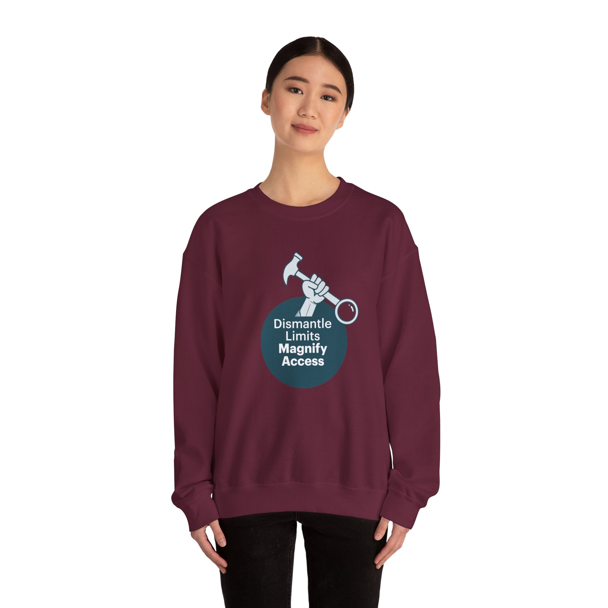 Crewneck Sweatshirt — "Dismantle Limits, Magnify Access" Accessibility Advocate Design