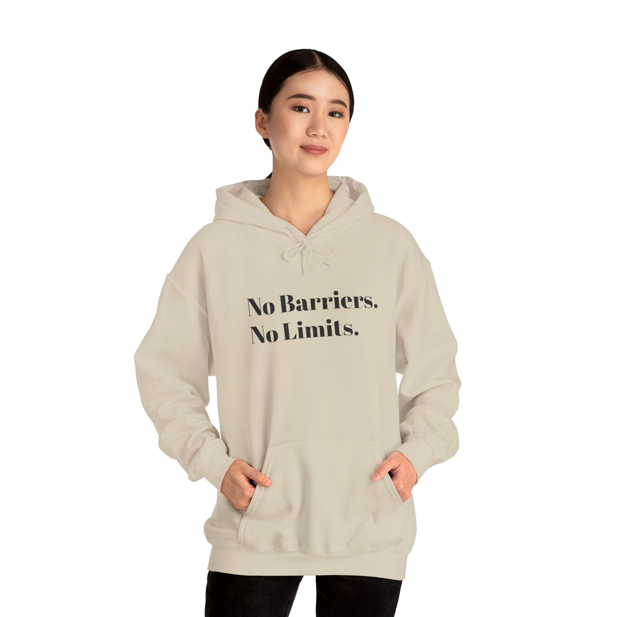 No Barriers. No Limits. Hoodie - Motivational Minimalist White Pullover