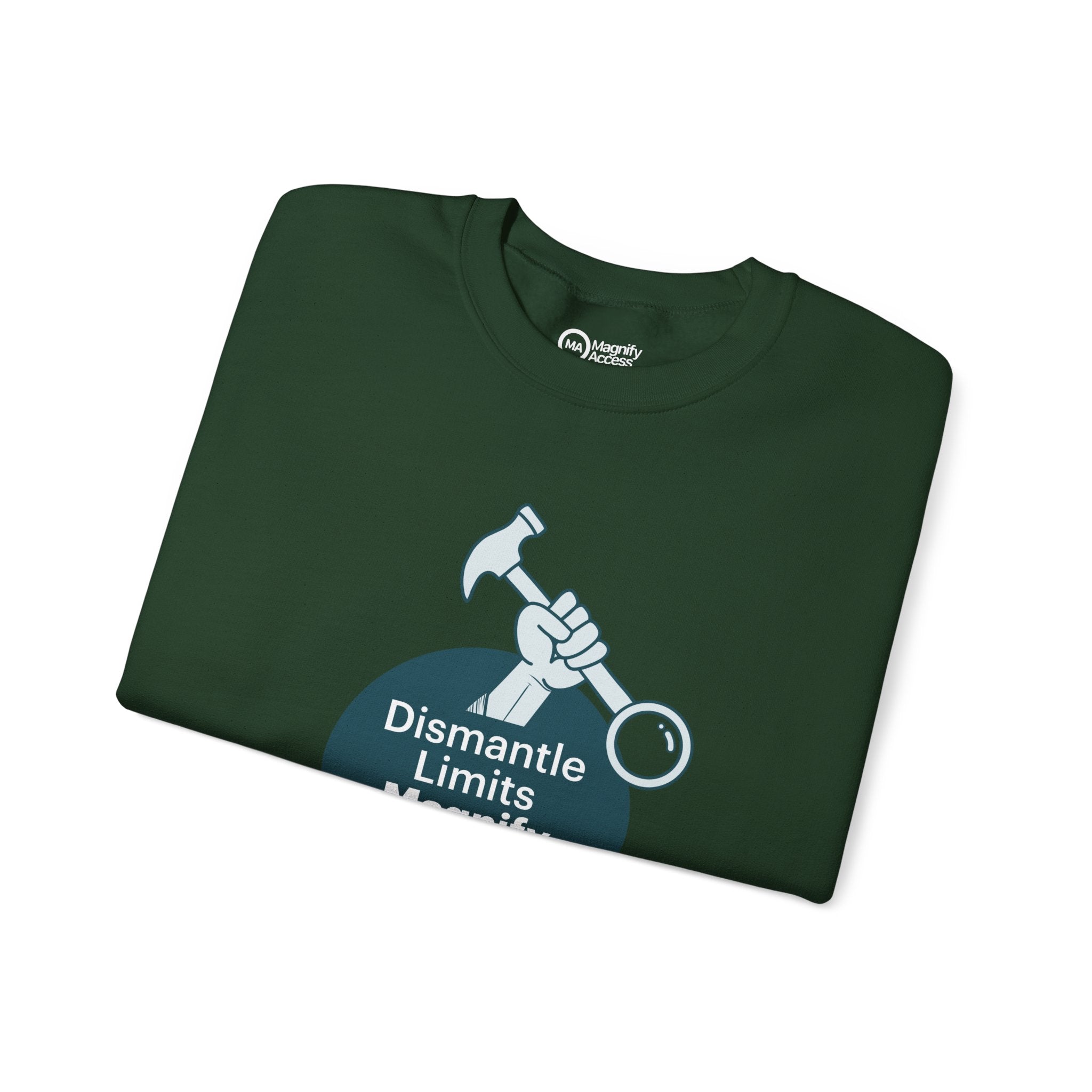 Crewneck Sweatshirt — "Dismantle Limits, Magnify Access" Accessibility Advocate Design