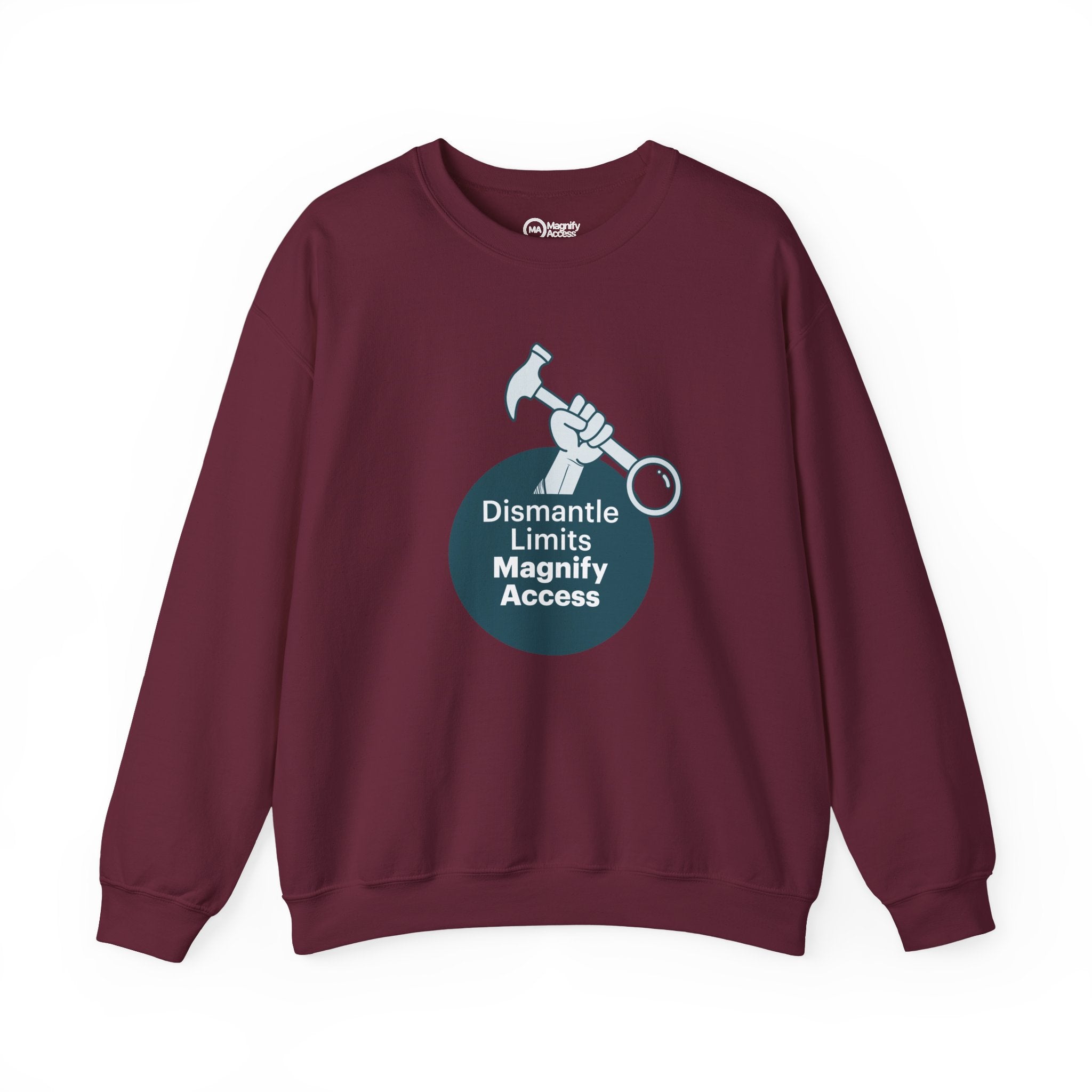 Crewneck Sweatshirt — "Dismantle Limits, Magnify Access" Accessibility Advocate Design